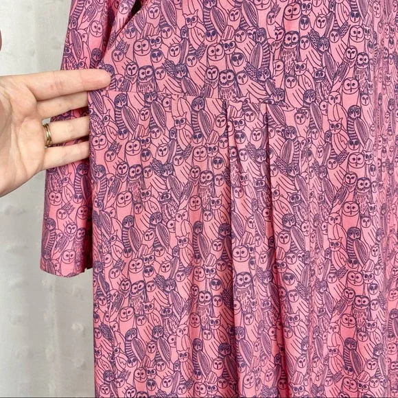 NWOT The Savile Row pink owl print shift dress 6 - Picture 5 of 11
